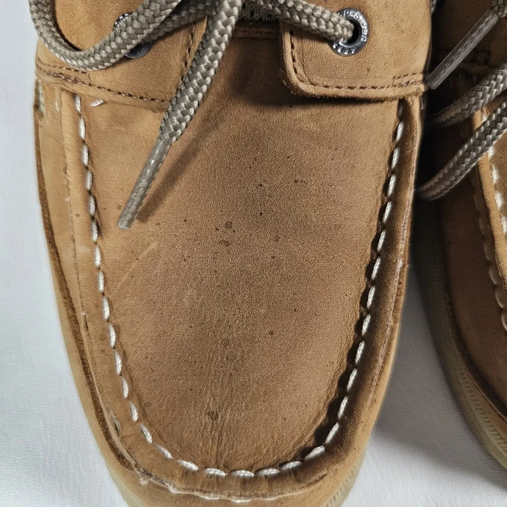 Sperry Top Sider Womens 6.5 Tan Leather Mesh Boat Shoes Casual‎